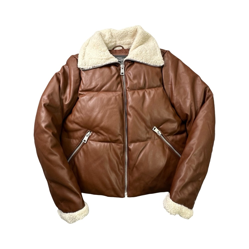 Levis Puffer Jacket Women S Brown Sherpa Lined Streetwear